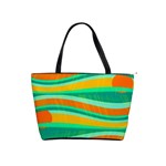 Green and orange decorative design Shoulder Handbags