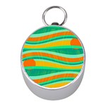 Green and orange decorative design Mini Silver Compasses