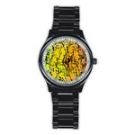 Gentle yellow abstract art Stainless Steel Round Watch