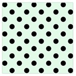 Polka Dots - Black on Pale Green Large Satin Scarf (Square)