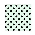 Polka Dots - Black on Pale Green Small Satin Scarf  (Square)