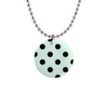 Polka Dots - Black on Pale Green 1  Button Necklace