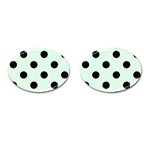 Polka Dots - Black on Pale Green Cufflinks (Oval)