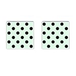 Polka Dots - Black on Pale Green Cufflinks (Square)