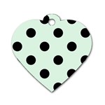 Polka Dots - Black on Pale Green Dog Tag Heart (One Side)