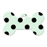 Polka Dots - Black on Pale Green Dog Tag Bone (One Side)