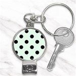 Polka Dots - Black on Pale Green Nail Clippers Key Chain