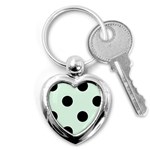 Polka Dots - Black on Pale Green Key Chain (Heart)