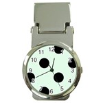 Polka Dots - Black on Pale Green Money Clip Watch