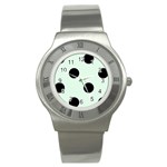 Polka Dots - Black on Pale Green Stainless Steel Watch