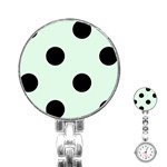 Polka Dots - Black on Pale Green Stainless Steel Nurses Watch