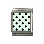 Polka Dots - Black on Pale Green Italian Charm (13mm)