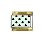 Polka Dots - Black on Pale Green Gold Trim Italian Charm (9mm)