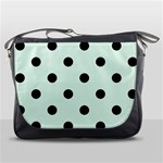 Polka Dots - Black on Pale Green Messenger Bag