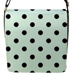 Polka Dots - Black on Pale Green Flap Closure Messenger Bag (S)