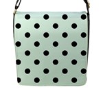Polka Dots - Black on Pale Green Flap Closure Messenger Bag (L)