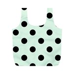 Polka Dots - Black on Pale Green Full Print Recycle Bag (M)