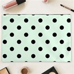 Polka Dots - Black on Pale Green Cosmetic Bag (XXL)