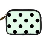 Polka Dots - Black on Pale Green Digital Camera Leather Case