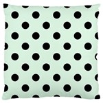 Polka Dots - Black on Pale Green Large Cushion Case (Two Sides)