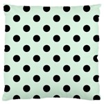Polka Dots - Black on Pale Green Large Flano Cushion Case (Two Sides)