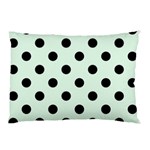 Polka Dots - Black on Pale Green Pillow Case (Two Sides)