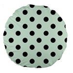 Polka Dots - Black on Pale Green Large 18  Premium Round Cushion