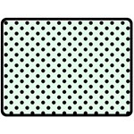 Polka Dots - Black on Pale Green Fleece Blanket (Large) (One Side)