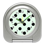 Polka Dots - Black on Pale Green Desk Alarm Clock