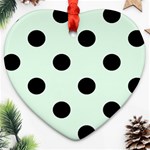 Polka Dots - Black on Pale Green Ornament (Heart)