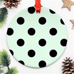 Polka Dots - Black on Pale Green Round Ornament (Two Sides)