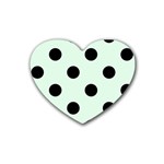 Polka Dots - Black on Pale Green Heart Coaster (4 pack)