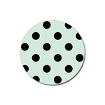 Polka Dots - Black on Pale Green Rubber Coaster (Round)