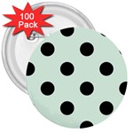 Polka Dots - Black on Pale Green 3  Button (100 pack)