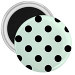 Polka Dots - Black on Pale Green 3  Magnet