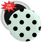 Polka Dots - Black on Pale Green 3  Magnet (100 pack)