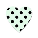 Polka Dots - Black on Pale Green Magnet (Heart)