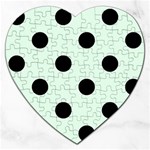 Polka Dots - Black on Pale Green Jigsaw Puzzle (Heart)