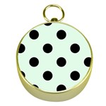 Polka Dots - Black on Pale Green Gold Compass