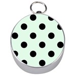 Polka Dots - Black on Pale Green Silver Compass