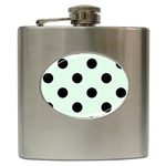 Polka Dots - Black on Pale Green Hip Flask (6 oz)