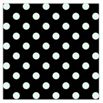 Polka Dots - Pale Green on Black Large Satin Scarf (Square)