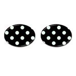 Polka Dots - Pale Green on Black Cufflinks (Oval)