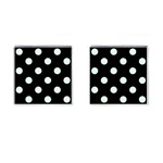 Polka Dots - Pale Green on Black Cufflinks (Square)