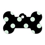Polka Dots - Pale Green on Black Dog Tag Bone (Two Sides)