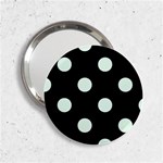 Polka Dots - Pale Green on Black 2.25  Handbag Mirror