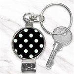 Polka Dots - Pale Green on Black Nail Clippers Key Chain