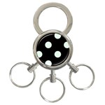 Polka Dots - Pale Green on Black 3-Ring Key Chain