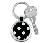 Polka Dots - Pale Green on Black Key Chain (Round)