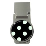 Polka Dots - Pale Green on Black Money Clip (Round)